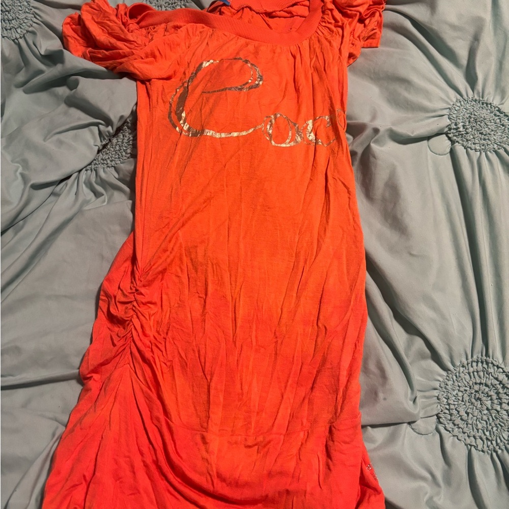 Orange Blouse with Silver Accents